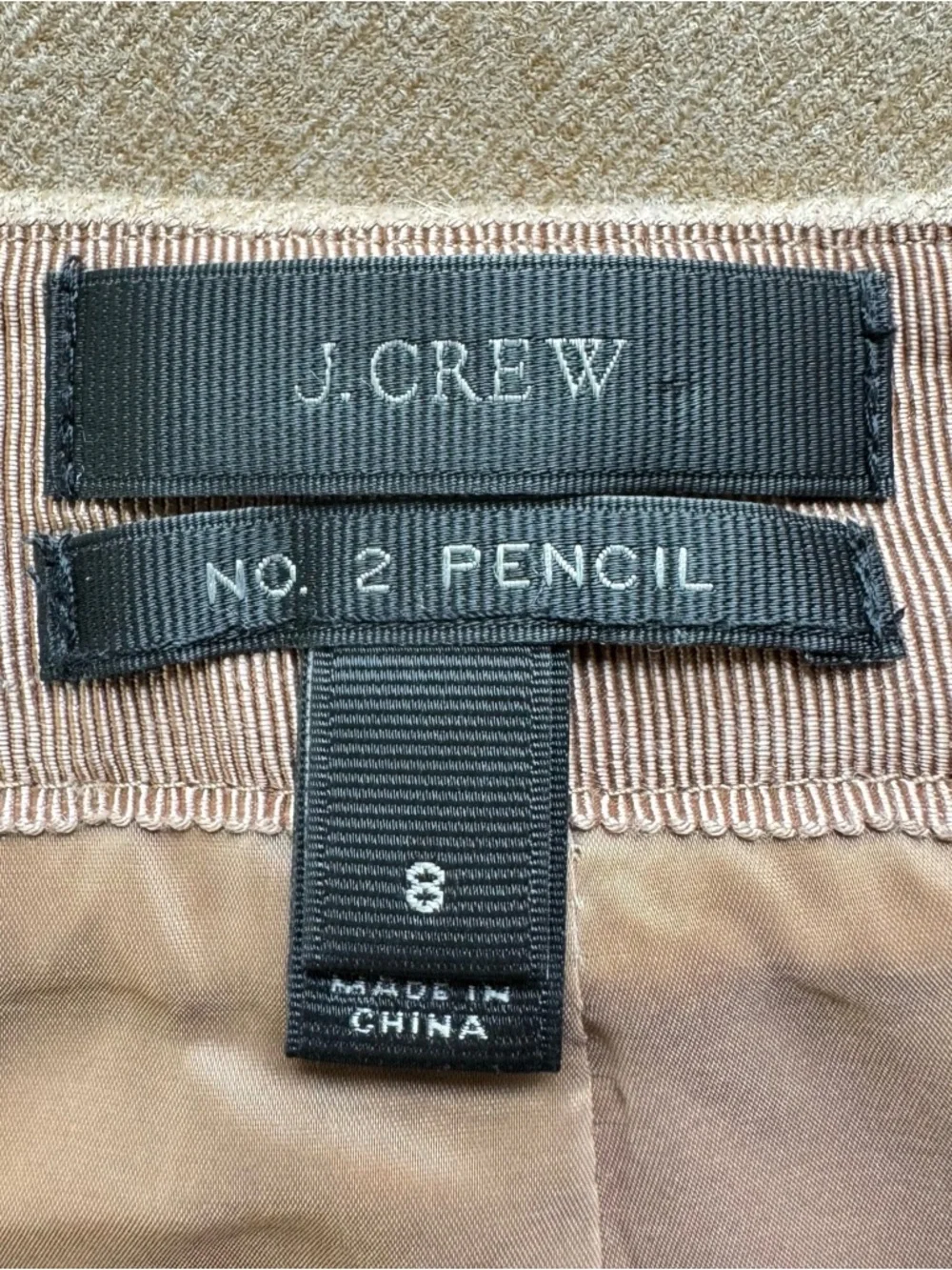J Crew No 2 Pencil Skirt Sz 8 Camel 100% Wool Old Money Quiet Luxury Preppy CBK